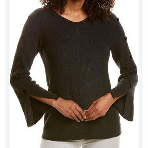 Nic + Zoe constellation sparkly sweater cotton blend velvet sleeve button XL NWT